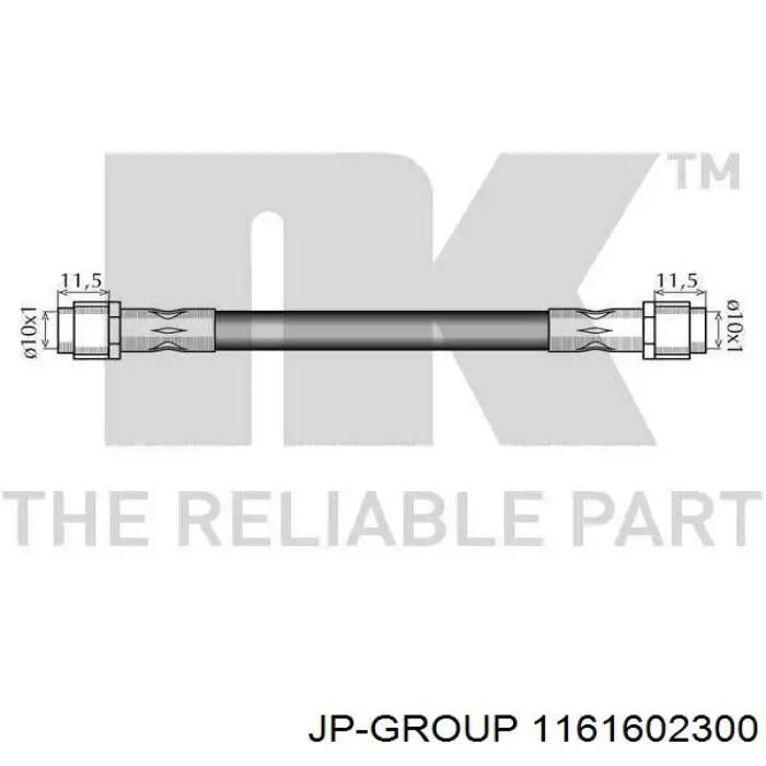 Шланг гальмівний передній JP Group 1161602300 ціна, від 9.94 USD