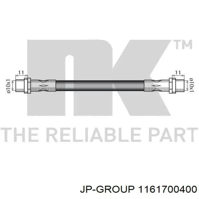 Шланг гальмівний задній JP Group 1161700400 ціна, від 3.98 USD