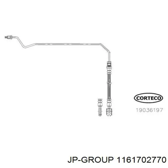 Купити 1161702770 JP Group Шланг гальмівний задній, лівий
