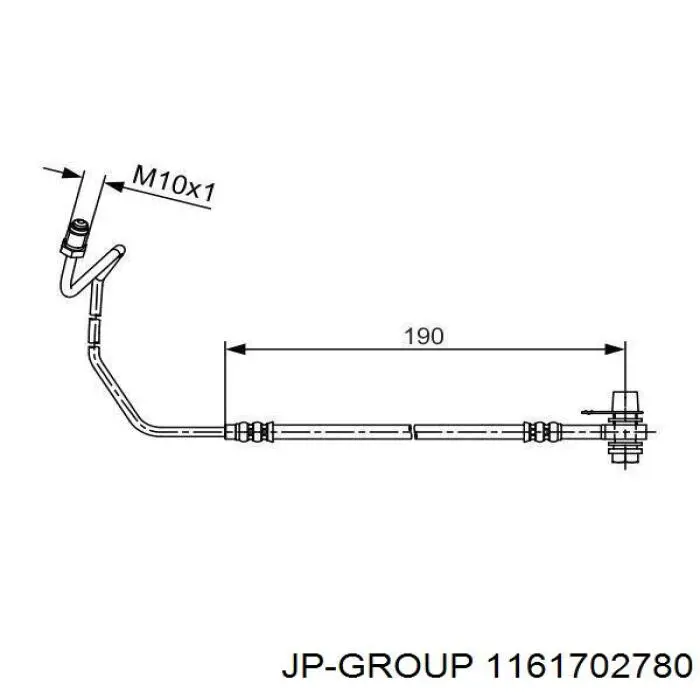 Шланг гальмівний задній, правий JP Group 1161702780 ціна, від 10.68 USD