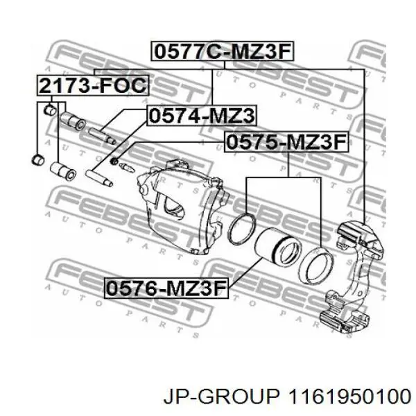 Направляюча супорту переднього JP Group 1161950100