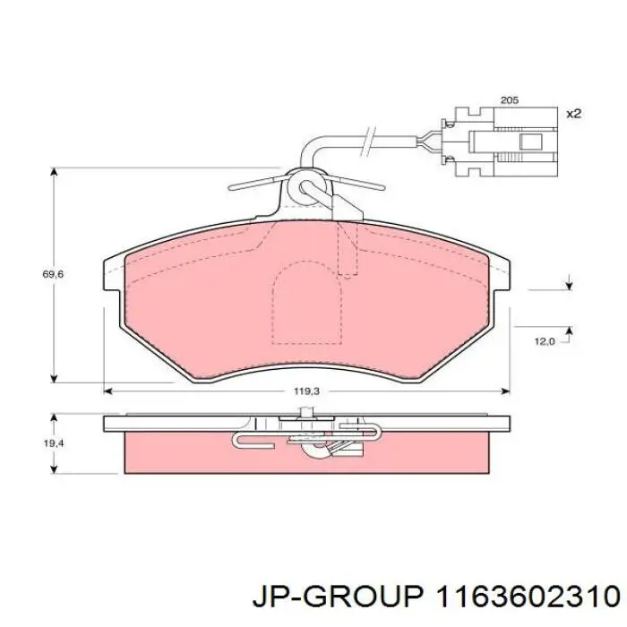 Купити 1163602310 JP Group Колодки гальмівні передні, дискові
