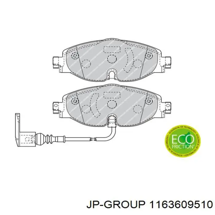 Колодки гальмівні передні, дискові 1163609510 JP Group