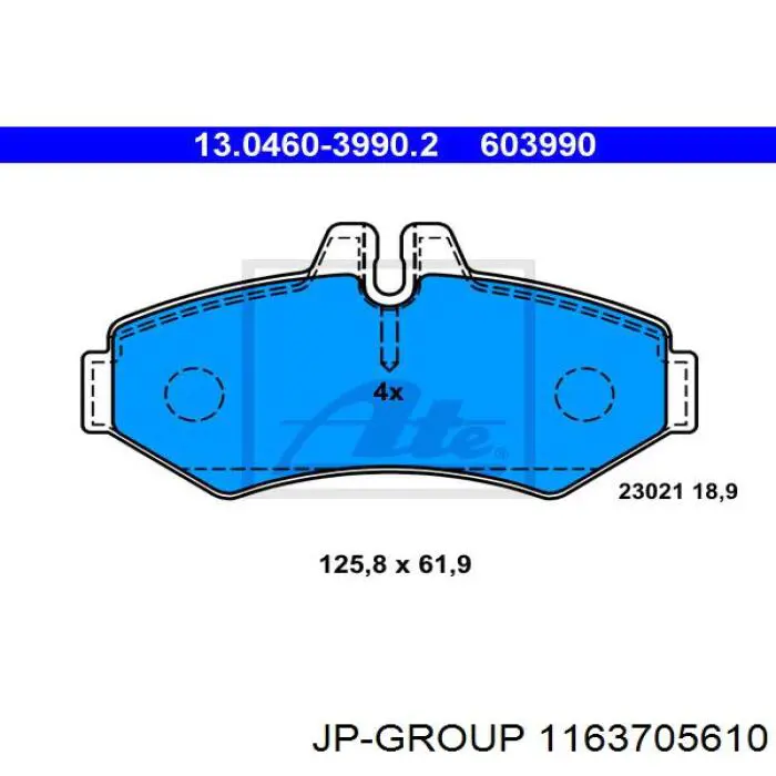 Купити 1163705610 JP Group Задні колодки