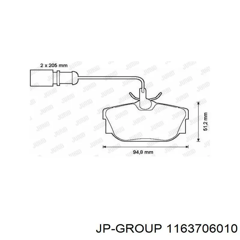 Купити 1163706010 JP Group Задні колодки