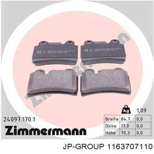 Купити 1163707110 JP Group Задні колодки