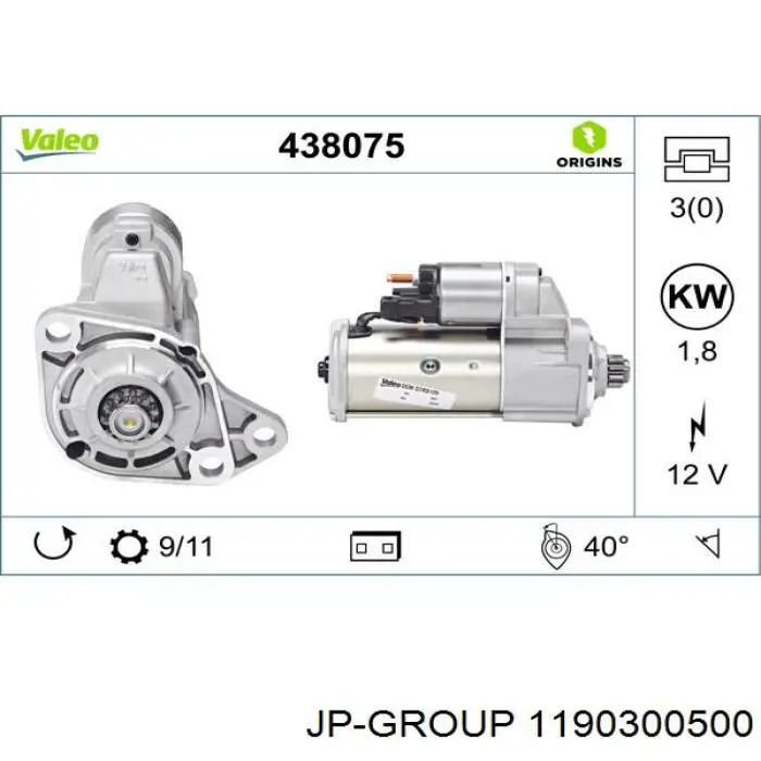 Стартер 1190300500 JP Group