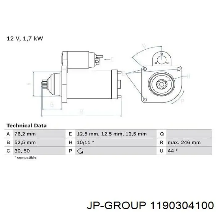 Купити 1190304100 JP Group Стартер