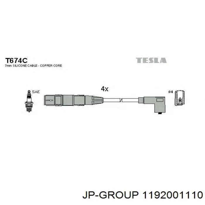 Дріт високовольтні, комплект 1192001110 JP Group