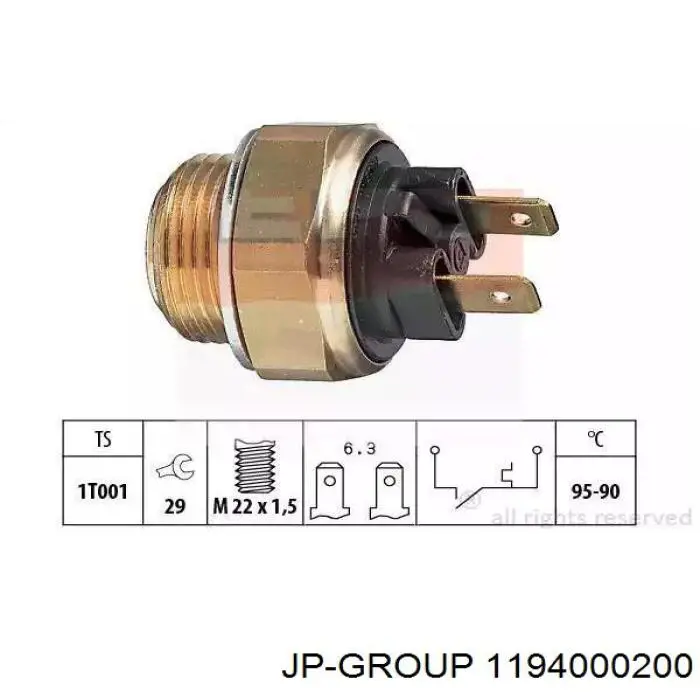 Датчик включення вентилятора 1194000200 JP Group