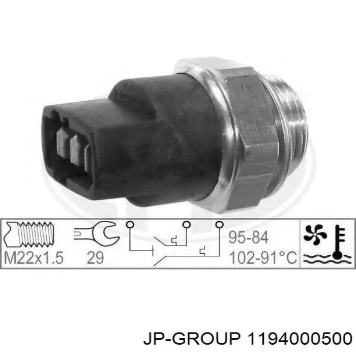 1194000500 JP Group термо-датчик включення вентилятора радіатора