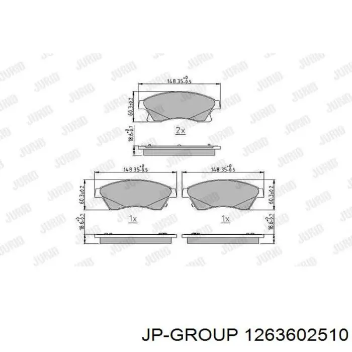 Передні тормозні колодки 1263602510 JP Group