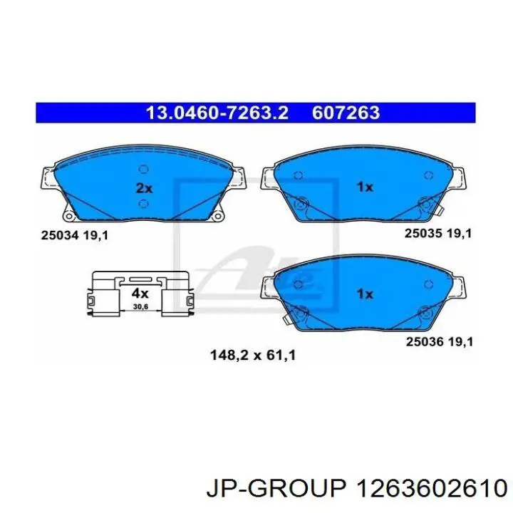 1263602610 JP Group колодки гальмівні передні, дискові
