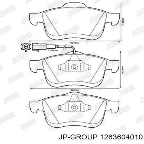 Купити 1263604010 JP Group Колодки гальмівні передні, дискові