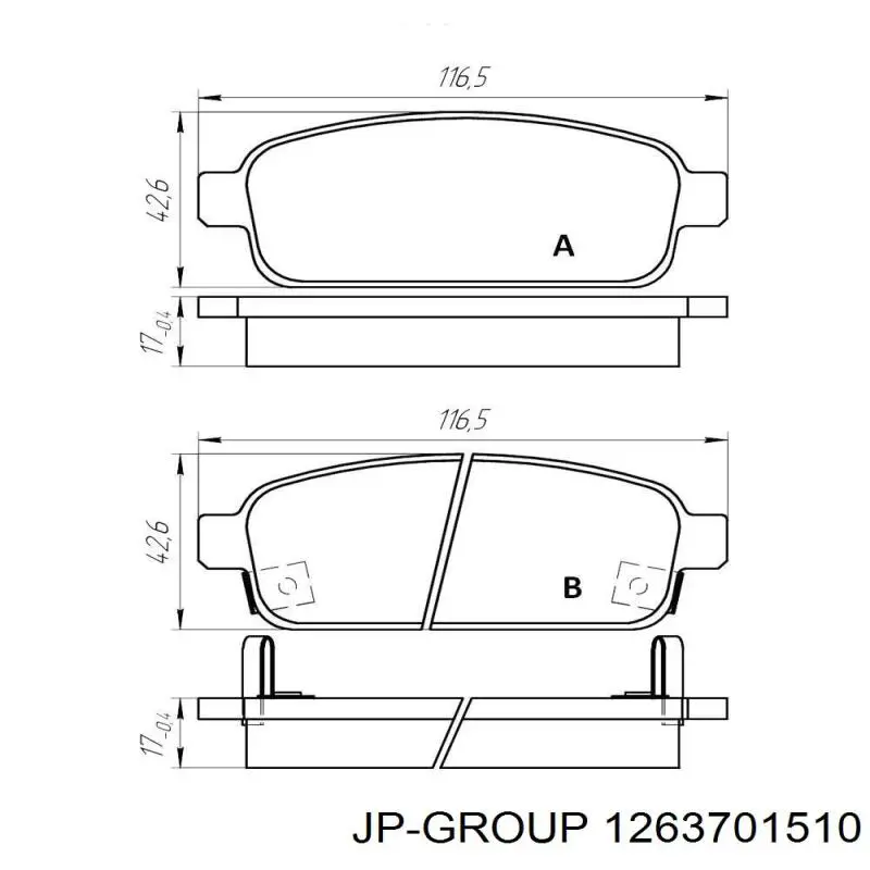 Купити 1263701510 JP Group Задні колодки