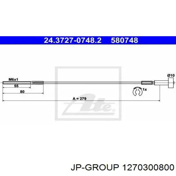 Купити 1270300800 JP Group Трос ручного гальма задній, правий/лівий