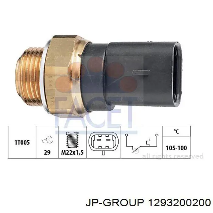 Купити 1293200200 JP Group Датчик включення вентилятора