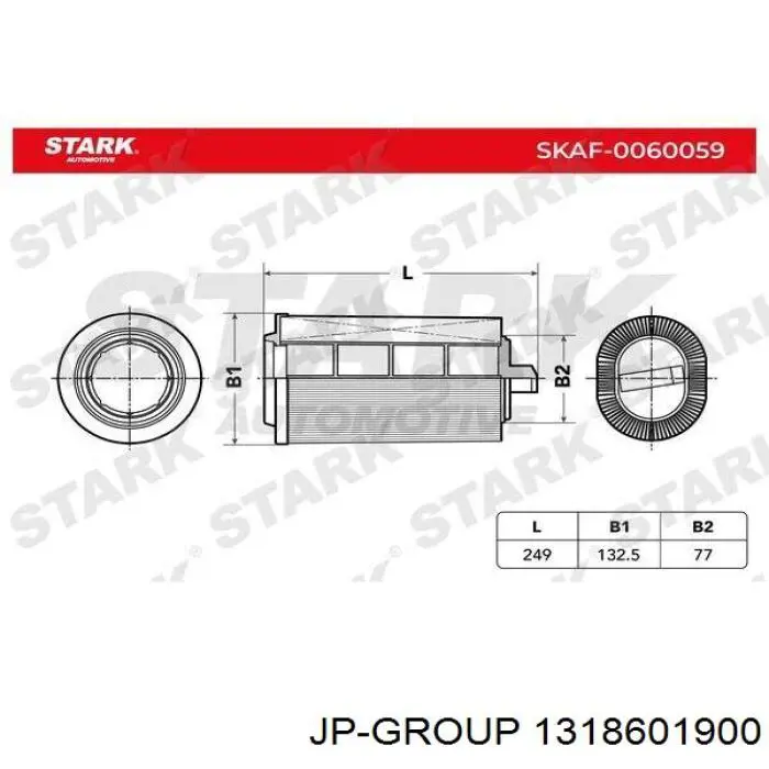 Повітряний фільтр 1318601900 JP Group
