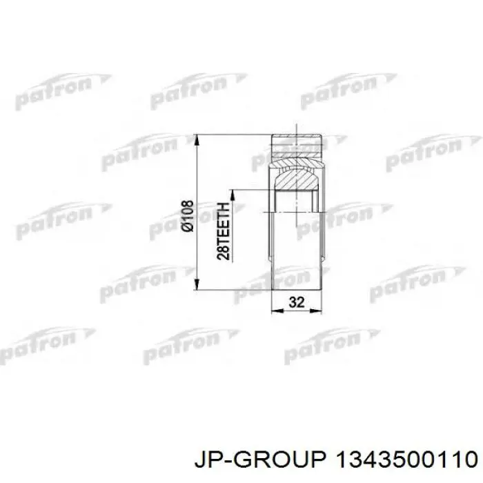 ШРУС внутрішній, задній 1343500110 JP Group