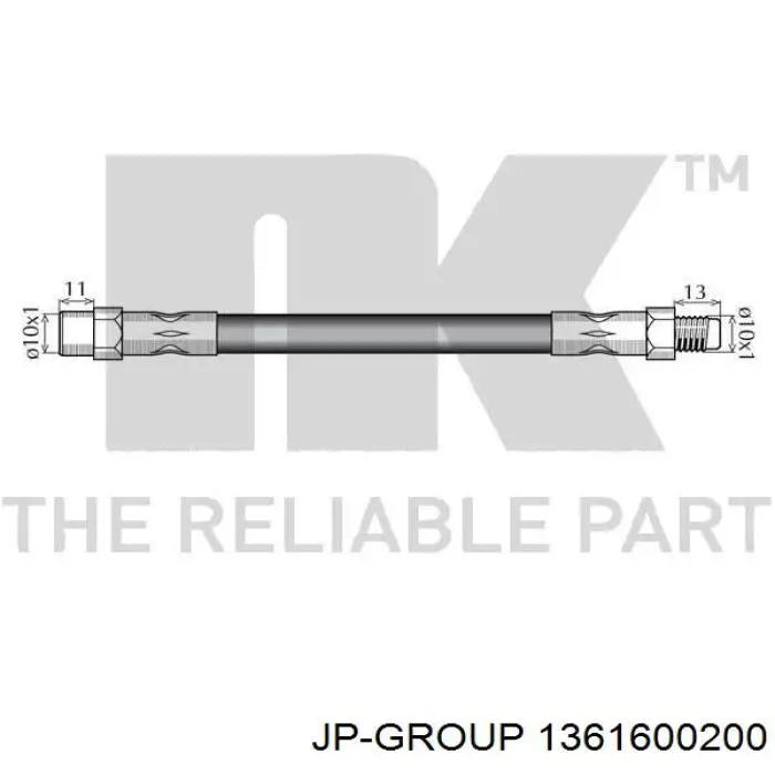 Шланг гальмівний передній 1361600200 JP Group