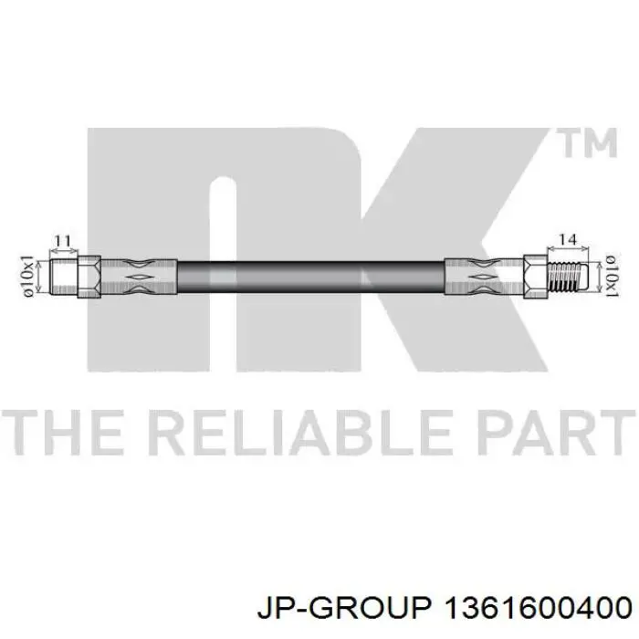 Шланг гальмівний передній 1361600400 JP Group