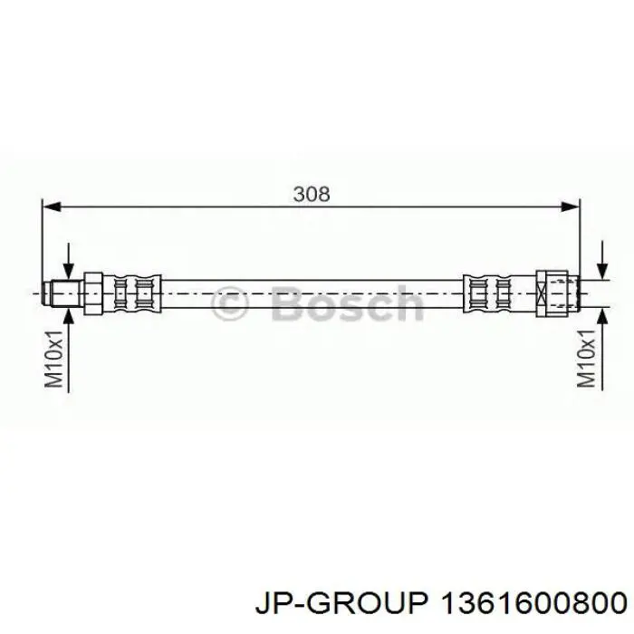 Шланг гальмівний передній JP Group 1361600800 ціна, від 5.07 USD