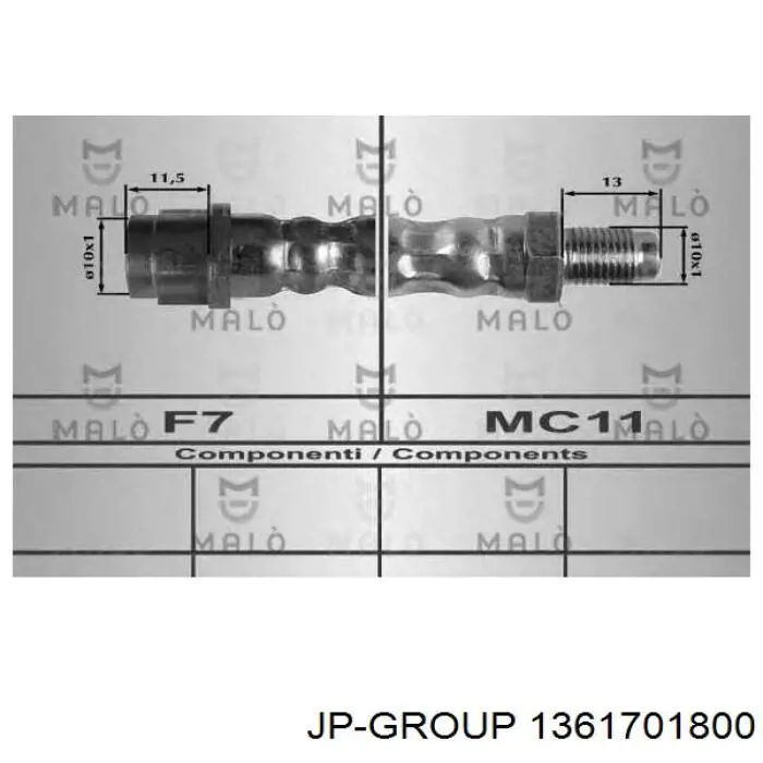 Шланг гальмівний задній 1361701800 JP Group