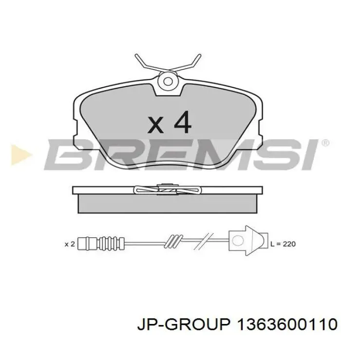 Гальмівні колодки JP Group 1363600110 ціна, від 14.38 USD