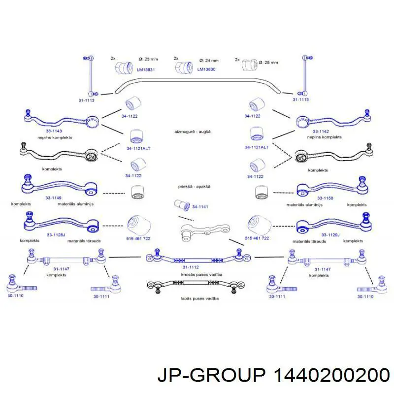 Сайлентблок переднього верхнього важеля 1440200200 JP Group