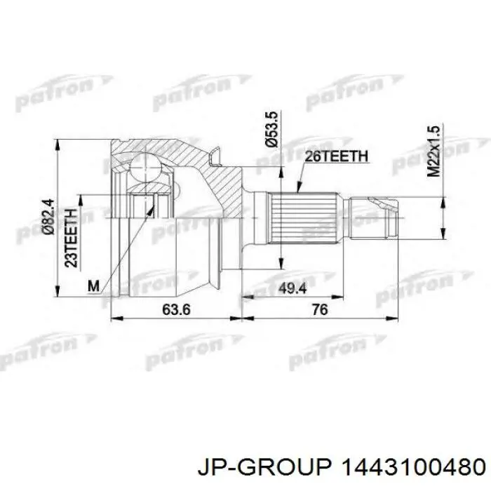 Піввісь передня, права JP Group 1443100480 ціна, від 115.09 USD