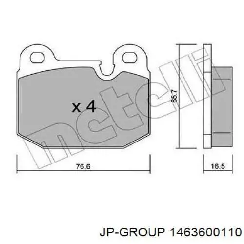 Колодки гальмівні передні, дискові 1463600110 JP Group