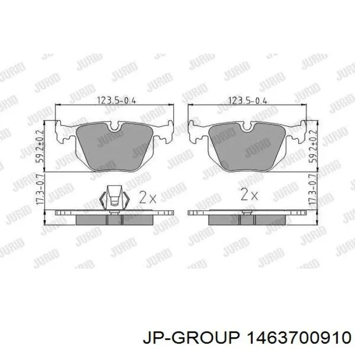 Колодки гальмові задні, дискові 1463700910 JP Group