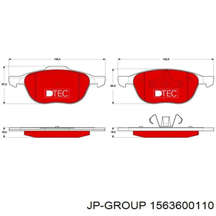 Гальмівні колодки JP Group 1563600110 ціна, від 17.46 USD