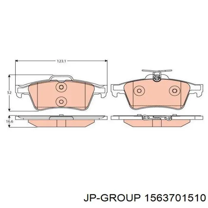 Колодки гальмові задні, дискові 1563701510 JP Group