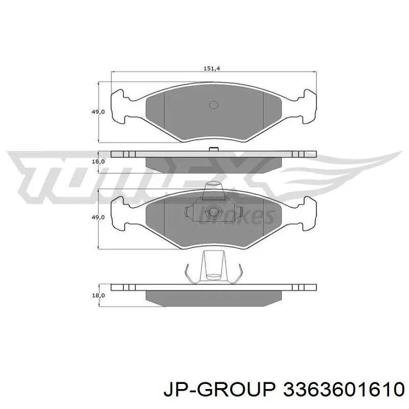 Купити 3363601610 JP Group Колодки гальмівні передні, дискові
