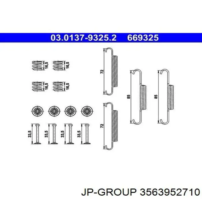 Ремкомплект гальмівних колодок 3563952710 JP Group