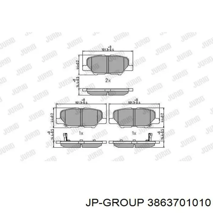 3863701010 JP Group Колодки гальмівні задні, дискові