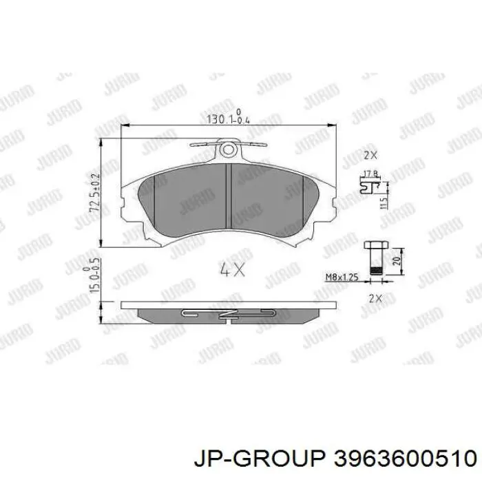 Передні тормозні колодки 3963600510 JP Group