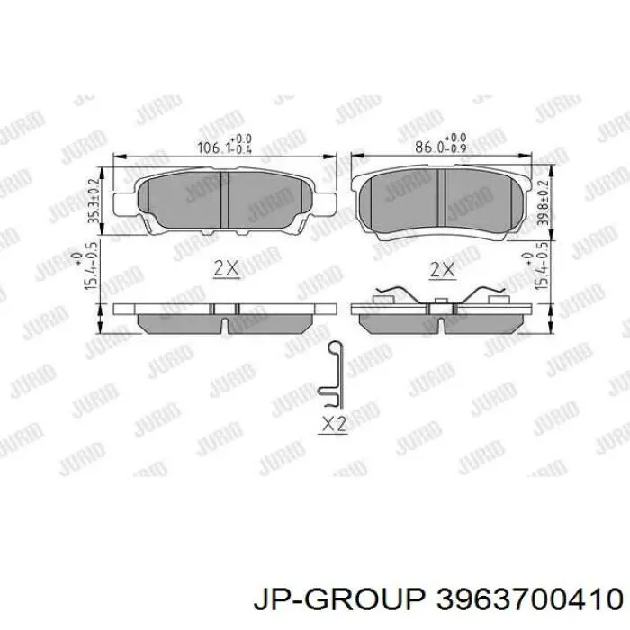 Задні гальмівні колодки JP Group 3963700410 ціна, від 15.20 USD