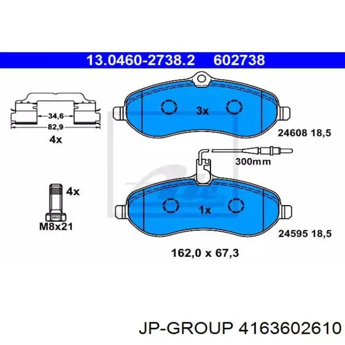 Гальмівні колодки JP Group 4163602610 ціна, від 20.81 USD