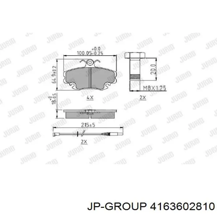 Гальмівні колодки JP Group 4163602810 ціна, від 12.83 USD