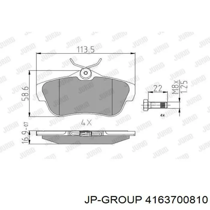 Задні гальмівні колодки JP Group 4163700810 ціна, від 16.53 USD