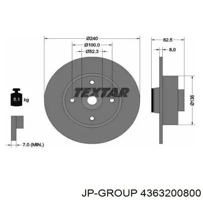 Задні дискові гальма JP Group 4363200800 ціна, від 52.54 USD
