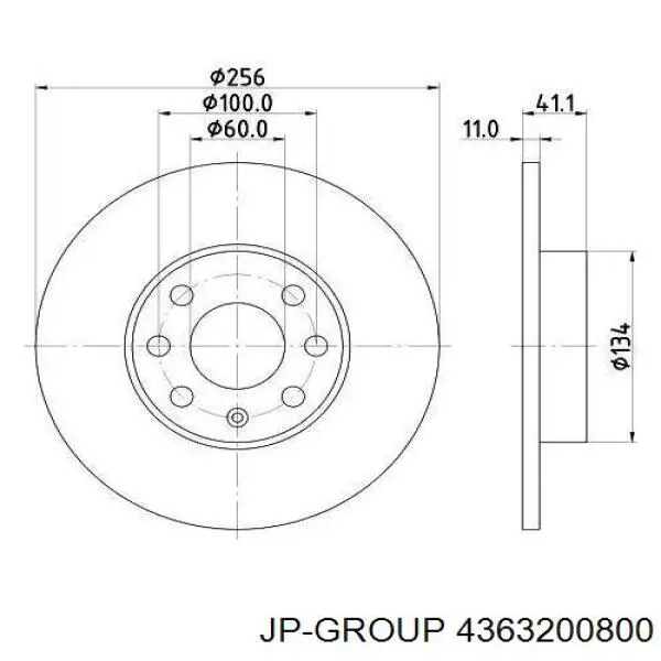 Купити 4363200800 JP Group Диск заднього гальма