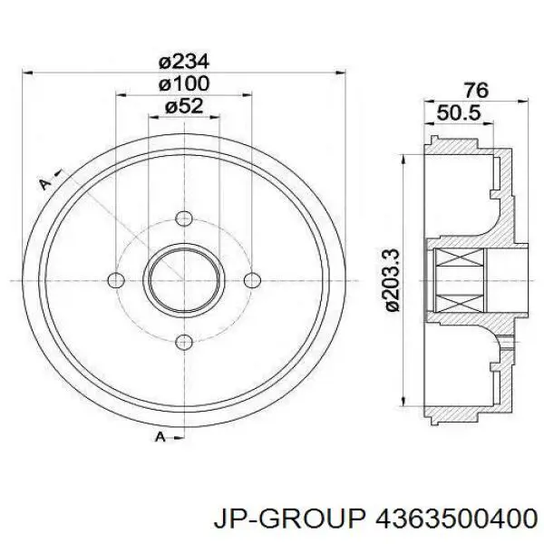 Купити 4363500400 JP Group Барабан гальмівний задній