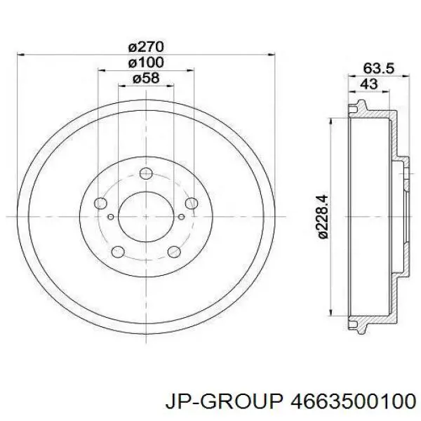 4663500100 JP Group Барабан гальмівний задній