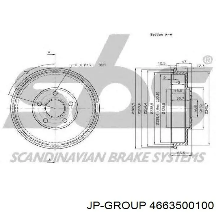 Барабан гальмівний задній JP Group 4663500100 ціна, від 44.54 USD