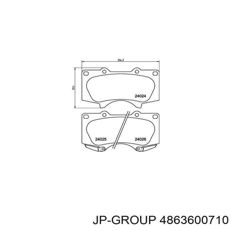 Колодки гальмівні передні, дискові 4863600710 JP Group