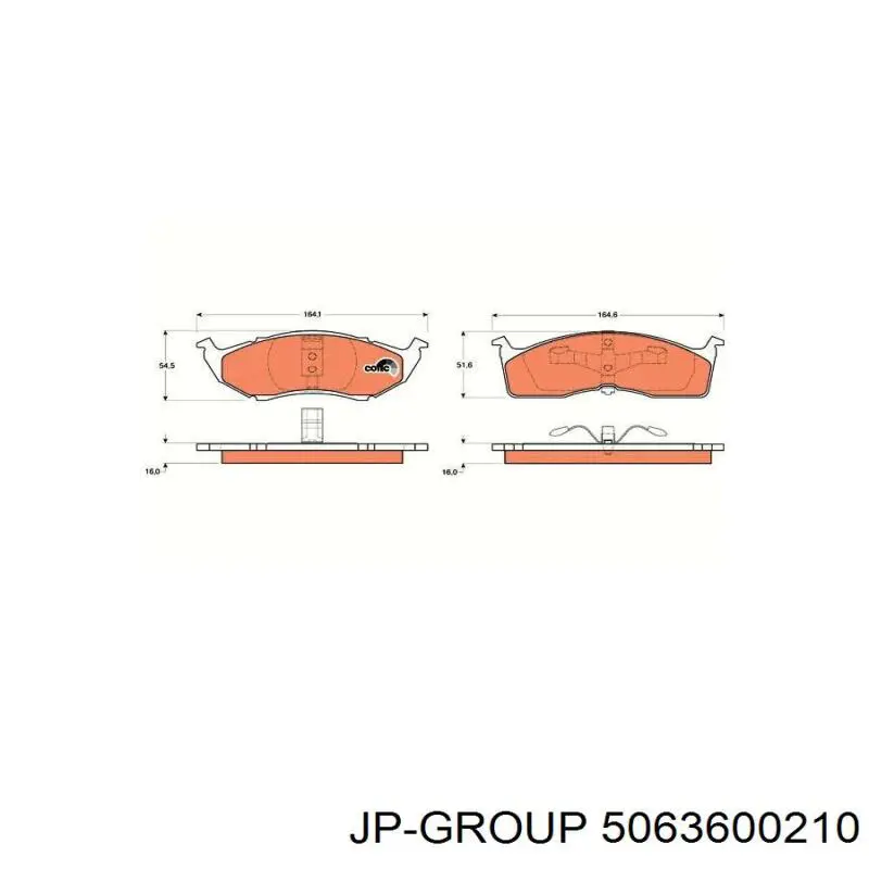 Купити 5063600210 JP Group Колодки гальмівні передні, дискові
