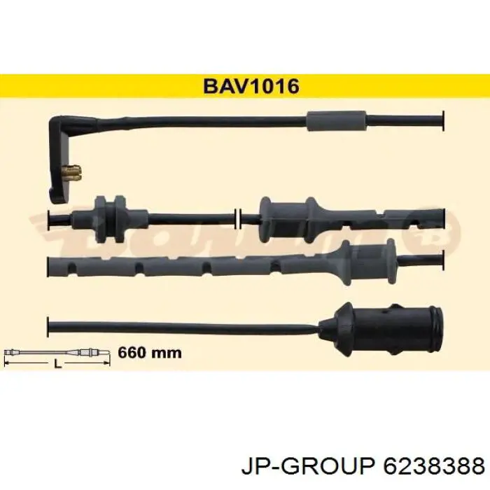 Датчик зносу гальмівних колодок, передній 6238388 JP Group